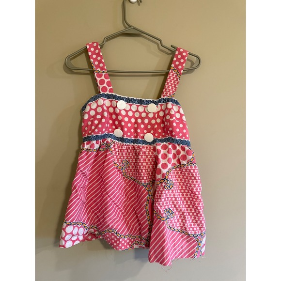 Tibi Tops - Tibi New York Pink Polka Dot Stripe Silk Cotton Nautical Babydoll Camisole Top 0